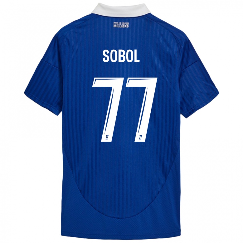 Niño Camiseta Eduard Sobol #77 Azul Blanco 1ª Equipación 2024/25 La Camisa México