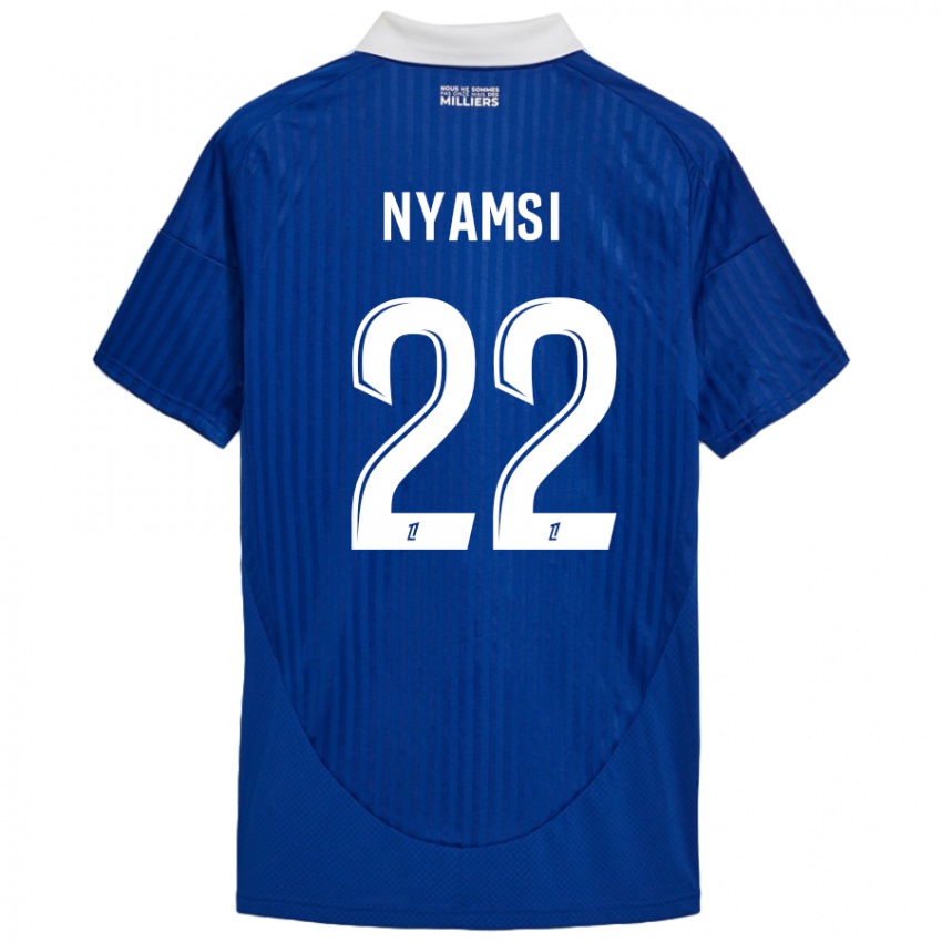 Niño Camiseta Gerzino Nyamsi #22 Azul Blanco 1ª Equipación 2024/25 La Camisa México