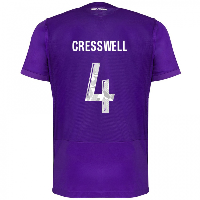 Niño Camiseta Charlie Cresswell #4 Morado Blanco 1ª Equipación 2024/25 La Camisa México