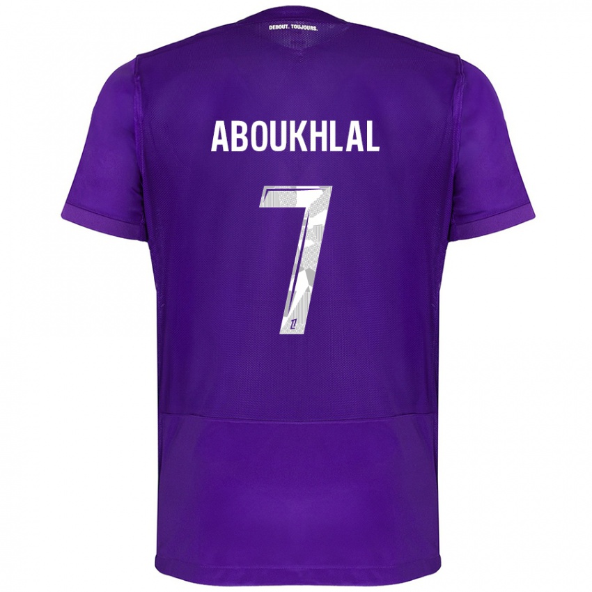 Niño Camiseta Zakaria Aboukhlal #7 Morado Blanco 1ª Equipación 2024/25 La Camisa México