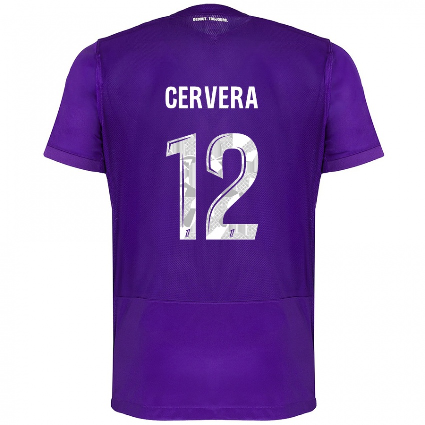 Niño Camiseta Laurianne Cervera #12 Morado Blanco 1ª Equipación 2024/25 La Camisa México