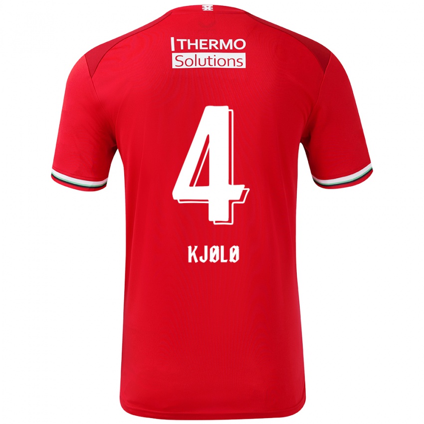 Niño Camiseta Mathias Kjølø #4 Rojo Blanco 1ª Equipación 2024/25 La Camisa México