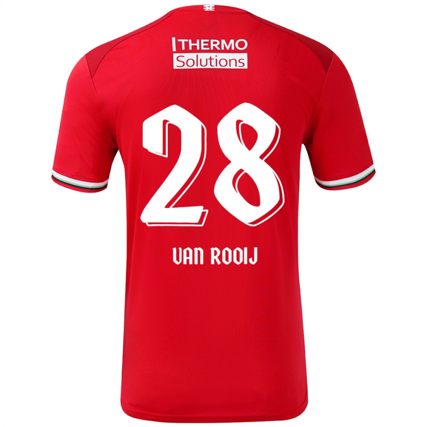 Niño Camiseta Bart Van Rooij #28 Rojo Blanco 1ª Equipación 2024/25 La Camisa México