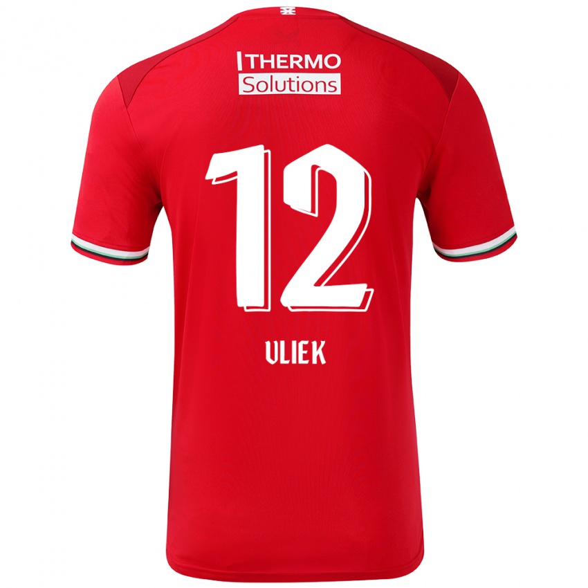 Niño Camiseta Leonie Vliek #12 Rojo Blanco 1ª Equipación 2024/25 La Camisa México