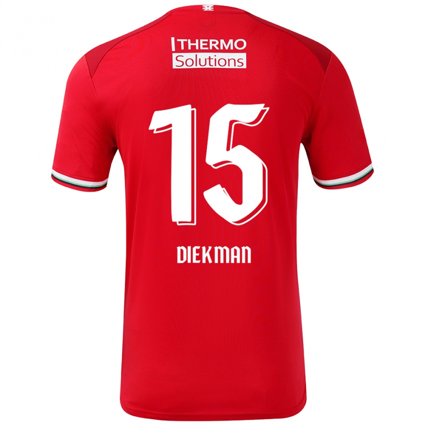 Niño Camiseta Jill Diekman #15 Rojo Blanco 1ª Equipación 2024/25 La Camisa México