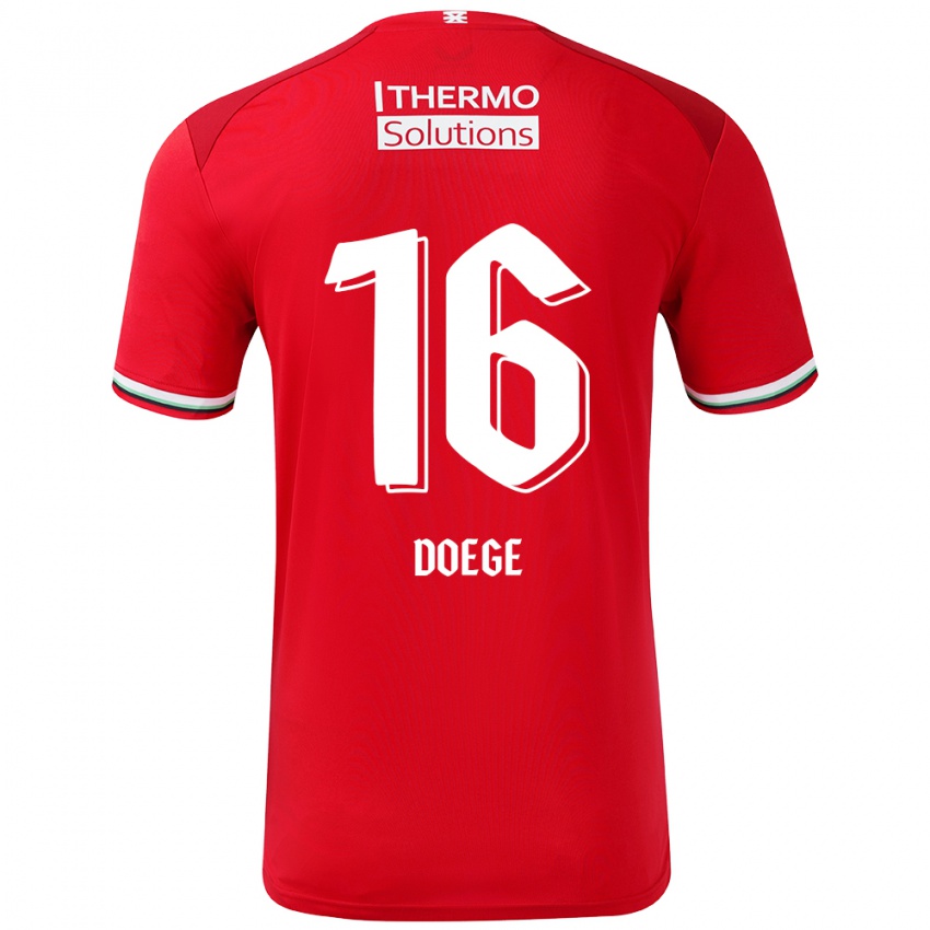 Niño Camiseta Leonie Doege #16 Rojo Blanco 1ª Equipación 2024/25 La Camisa México