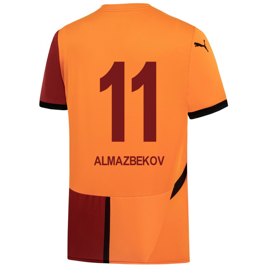 Niño Camiseta Beknaz Almazbekov #11 Amarillo Rojo 1ª Equipación 2024/25 La Camisa México