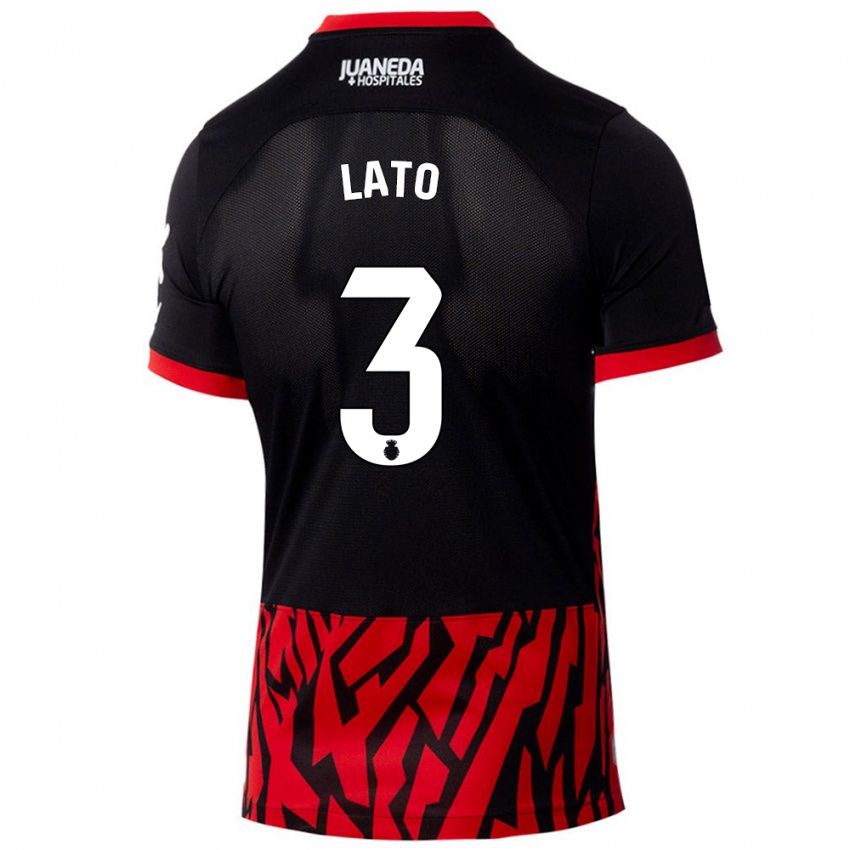 Niño Camiseta Toni Lato #3 Negro Rojo 1ª Equipación 2024/25 La Camisa México