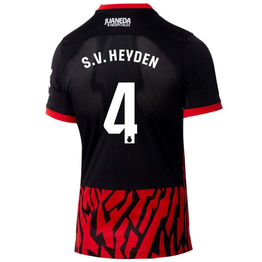 Niño Camiseta Siebe Van Der Heyden #4 Negro Rojo 1ª Equipación 2024/25 La Camisa México