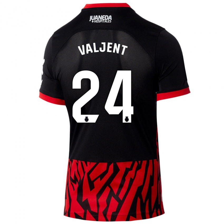 Niño Camiseta Martin Valjent #24 Negro Rojo 1ª Equipación 2024/25 La Camisa México