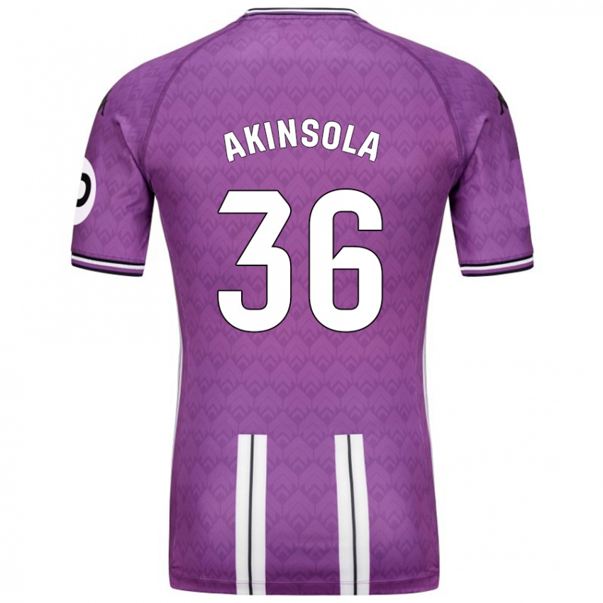 Niño Camiseta Tunde Akinsola #36 Púrpura Blanco 1ª Equipación 2024/25 La Camisa México