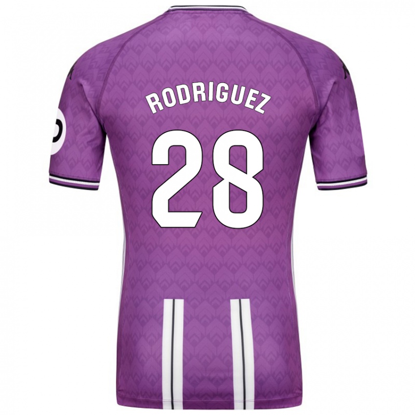 Niño Camiseta Yago Rodríguez #28 Púrpura Blanco 1ª Equipación 2024/25 La Camisa México