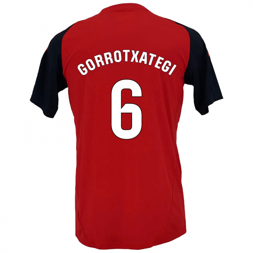 Niño Camiseta Jon Gorrotxategi #6 Rojo Negro 1ª Equipación 2024/25 La Camisa México