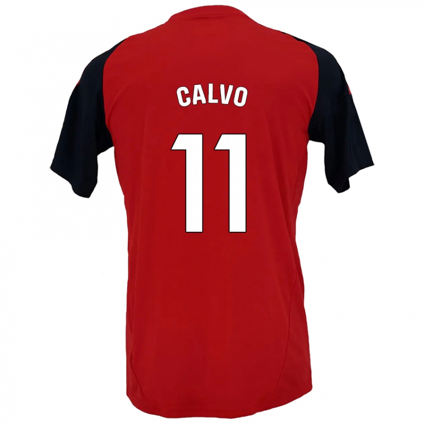 Niño Camiseta Álex Calvo #11 Rojo Negro 1ª Equipación 2024/25 La Camisa México