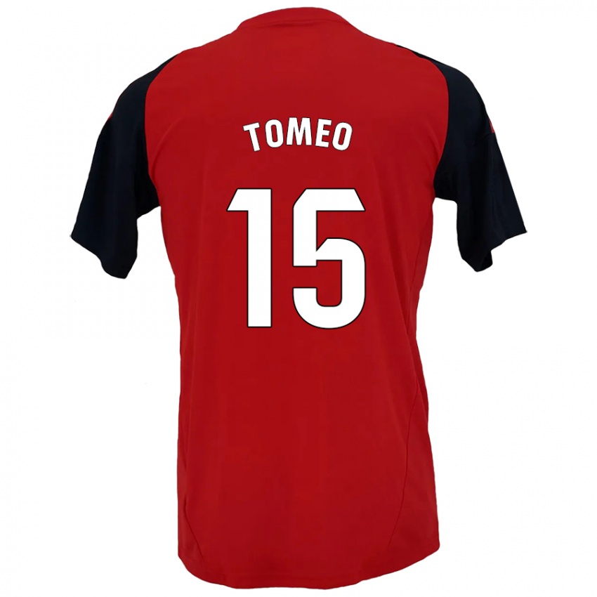 Niño Camiseta Pablo Tomeo #15 Rojo Negro 1ª Equipación 2024/25 La Camisa México