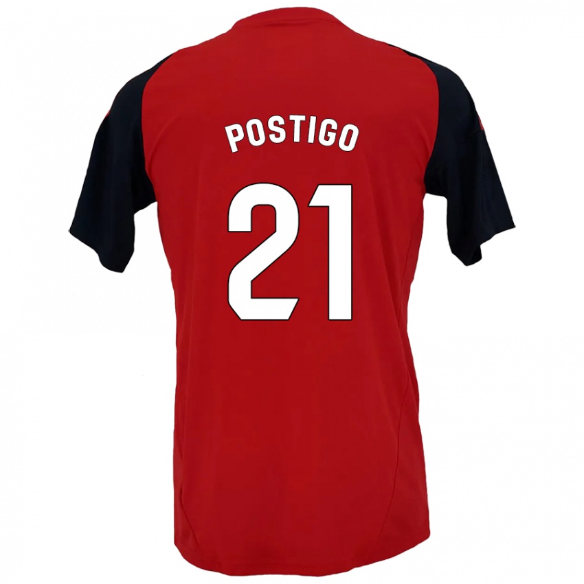 Niño Camiseta Sergio Postigo #21 Rojo Negro 1ª Equipación 2024/25 La Camisa México