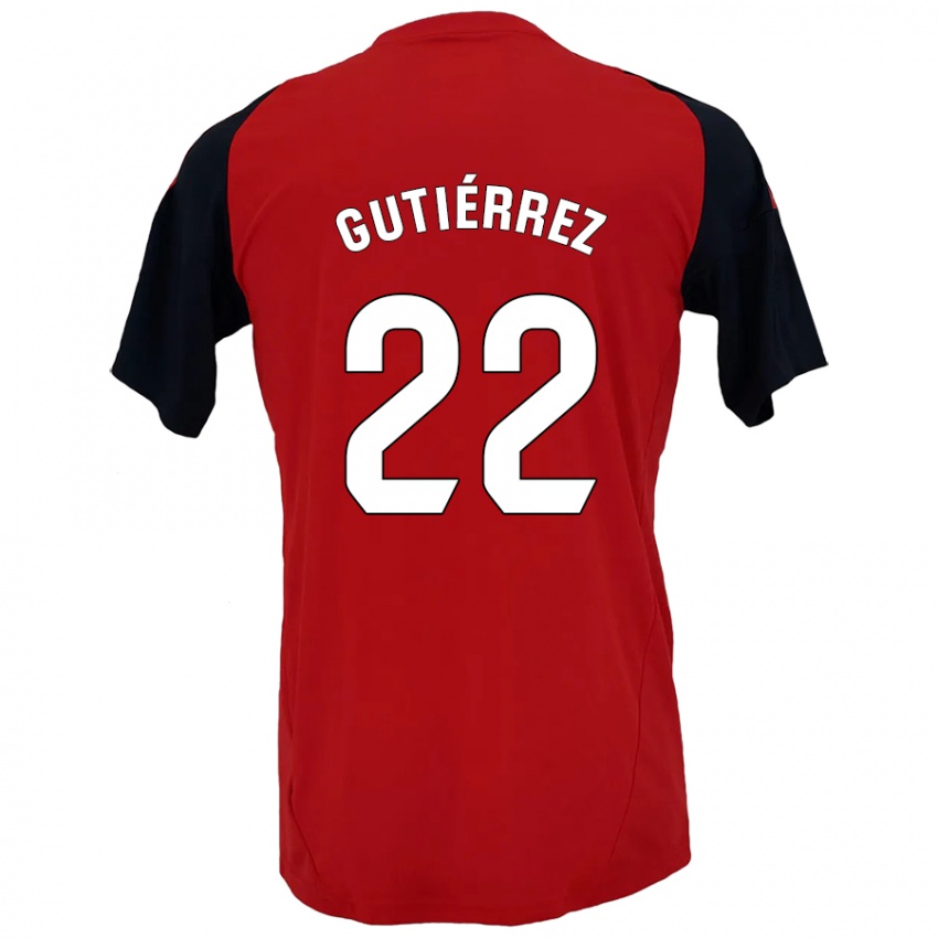 Niño Camiseta Juan Gutiérrez #22 Rojo Negro 1ª Equipación 2024/25 La Camisa México