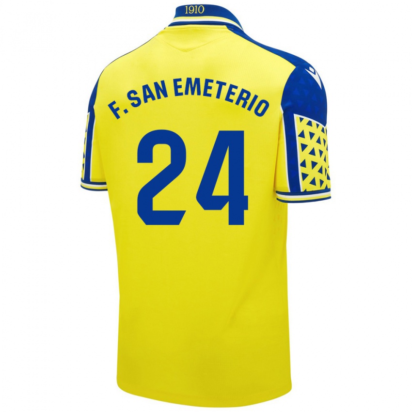 Niño Camiseta Fede San Emeterio #24 Amarillo Azul 1ª Equipación 2024/25 La Camisa México