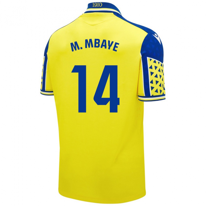 Niño Camiseta Momo Mbaye #14 Amarillo Azul 1ª Equipación 2024/25 La Camisa México