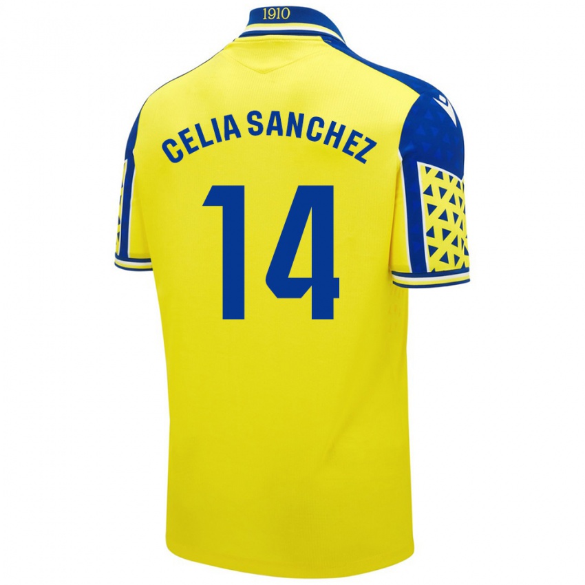 Niño Camiseta Celia Sánchez García #14 Amarillo Azul 1ª Equipación 2024/25 La Camisa México