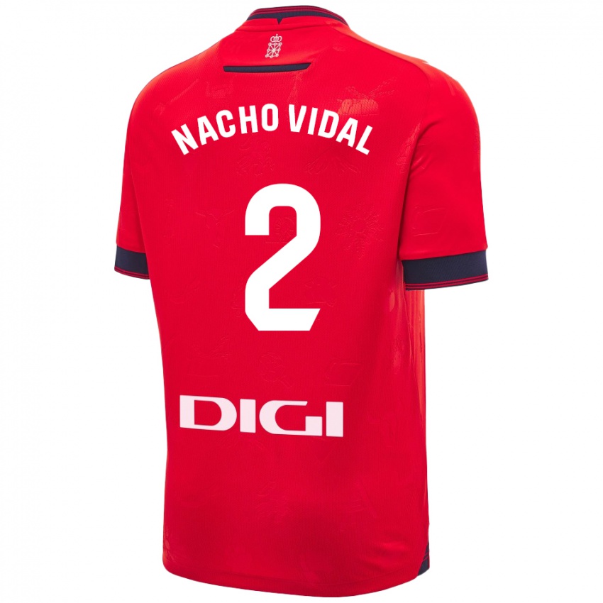 Niño Camiseta Nacho Vidal #2 Rojo Blanco 1ª Equipación 2024/25 La Camisa México