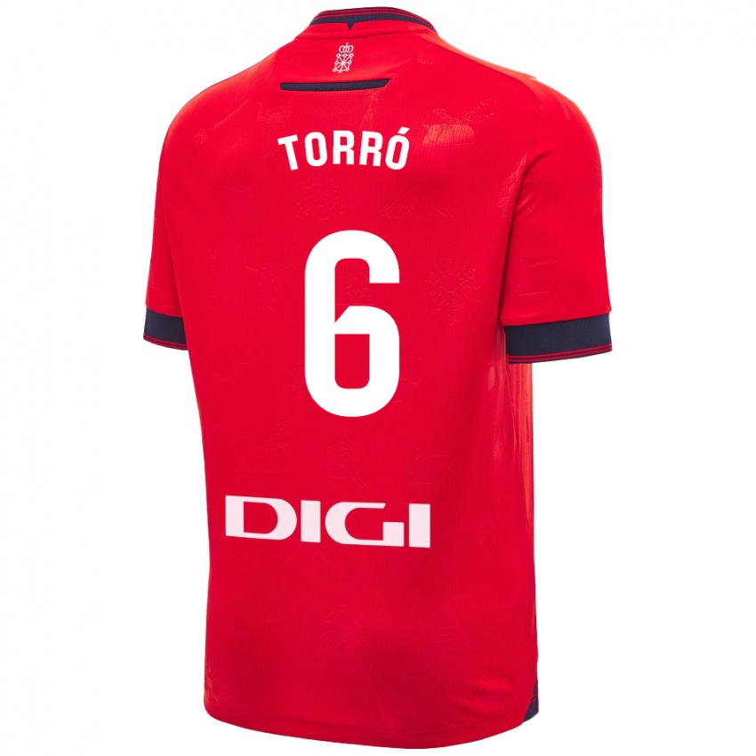 Niño Camiseta Lucas Torró #6 Rojo Blanco 1ª Equipación 2024/25 La Camisa México