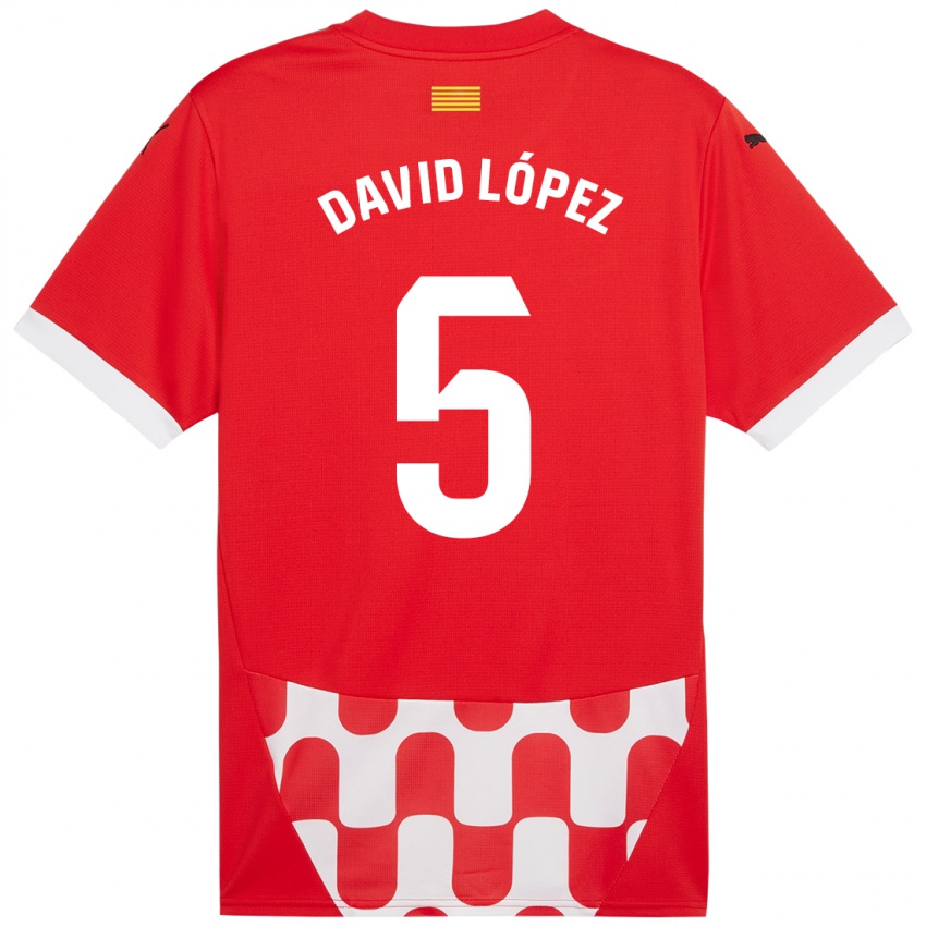 Niño Camiseta David López #5 Rojo Blanco 1ª Equipación 2024/25 La Camisa México