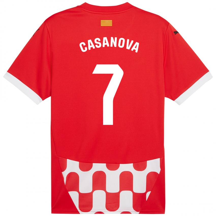 Niño Camiseta Àstrid Casanova #7 Rojo Blanco 1ª Equipación 2024/25 La Camisa México