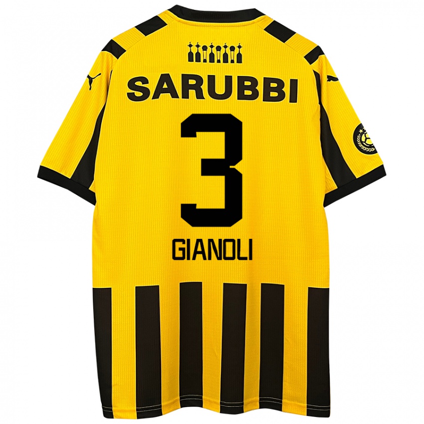 Niño Camiseta Martín Gianoli #3 Amarillo Negro 1ª Equipación 2024/25 La Camisa México