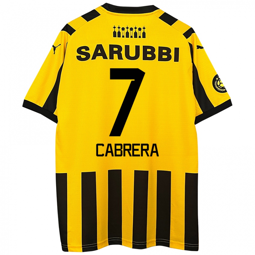 Niño Camiseta Javier Cabrera #7 Amarillo Negro 1ª Equipación 2024/25 La Camisa México