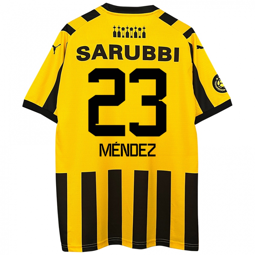 Niño Camiseta Javier Méndez #23 Amarillo Negro 1ª Equipación 2024/25 La Camisa México