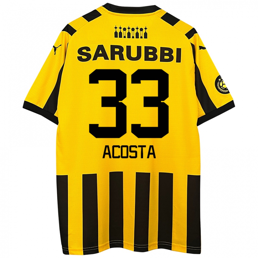 Niño Camiseta Nahuel Acosta #33 Amarillo Negro 1ª Equipación 2024/25 La Camisa México