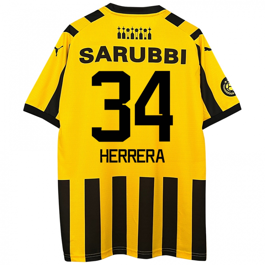 Niño Camiseta Nahuel Herrera #34 Amarillo Negro 1ª Equipación 2024/25 La Camisa México