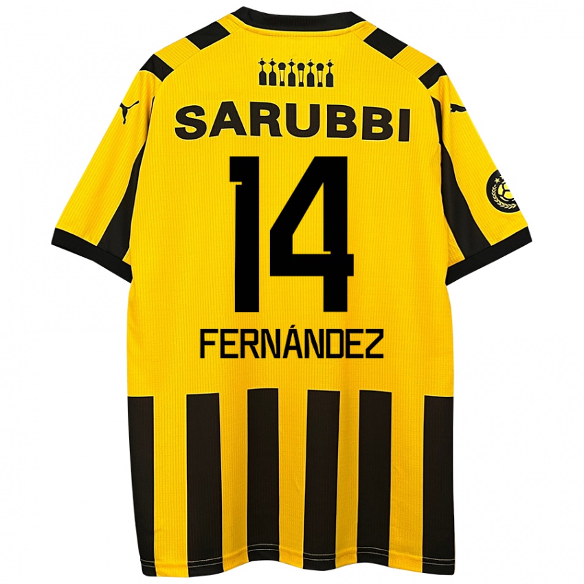 Niño Camiseta Faustino Fernández #14 Amarillo Negro 1ª Equipación 2024/25 La Camisa México