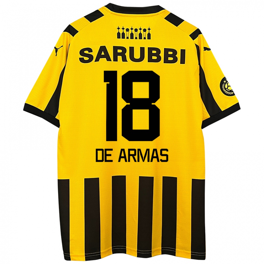 Niño Camiseta Nahuel De Armas #18 Amarillo Negro 1ª Equipación 2024/25 La Camisa México