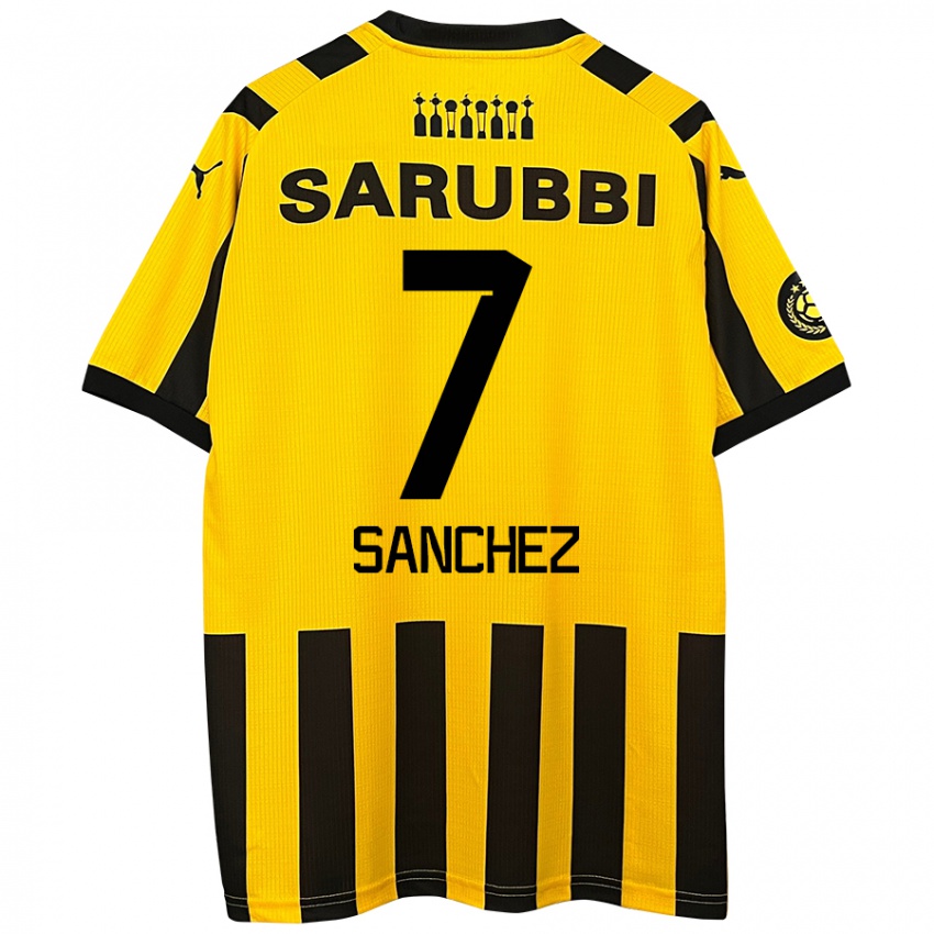 Niño Camiseta Carlos Sánchez #7 Amarillo Negro 1ª Equipación 2024/25 La Camisa México