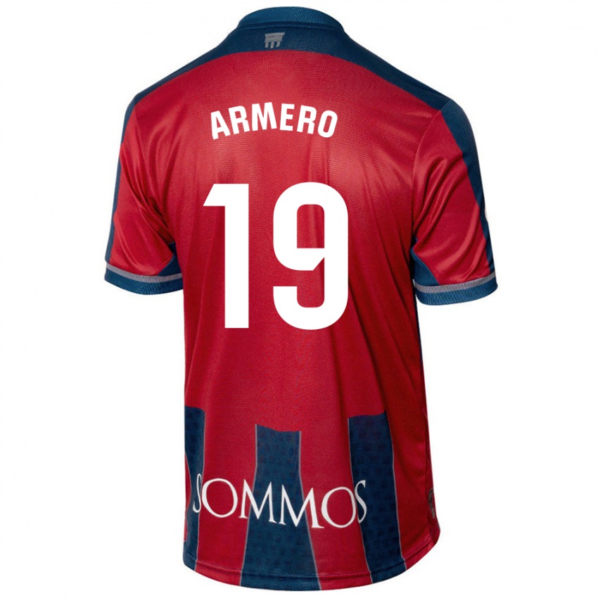 Niño Camiseta Sergi Armero #19 Rojo Azul 1ª Equipación 2024/25 La Camisa México