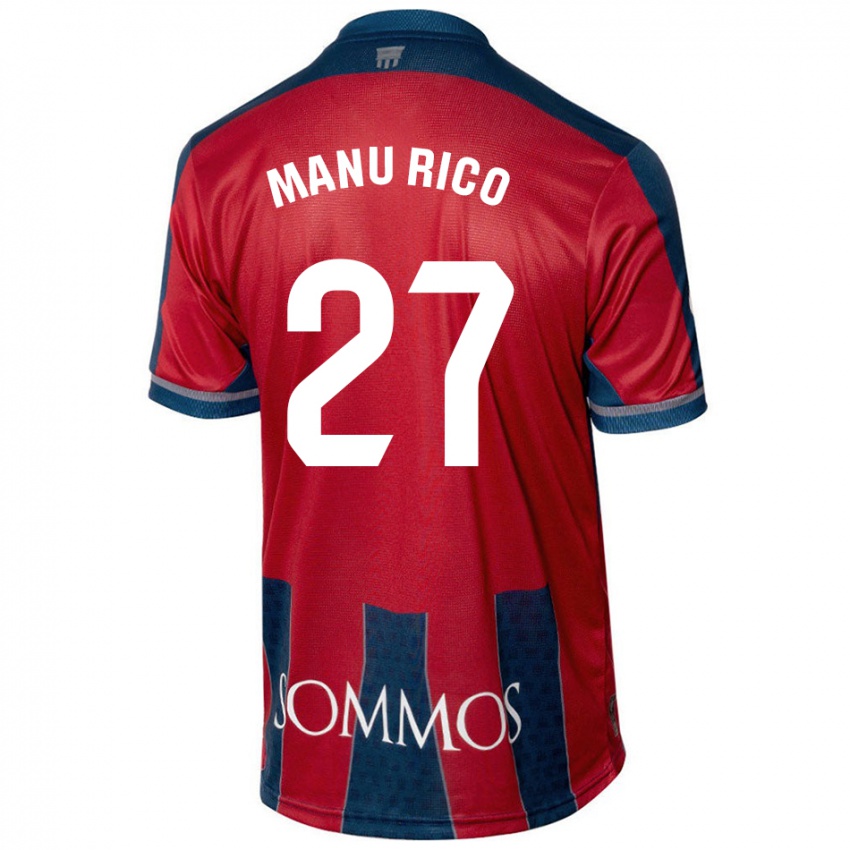 Niño Camiseta Manu Rico #27 Rojo Azul 1ª Equipación 2024/25 La Camisa México