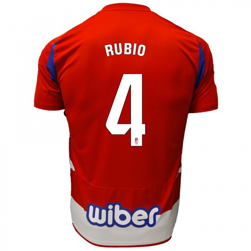 Niño Camiseta Miguel Rubio #4 Rojo Blanco Azul 1ª Equipación 2024/25 La Camisa México