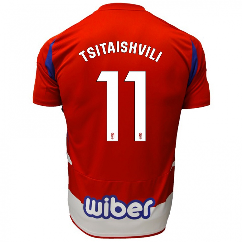 Niño Camiseta Georgiy Tsitaishvili #11 Rojo Blanco Azul 1ª Equipación 2024/25 La Camisa México