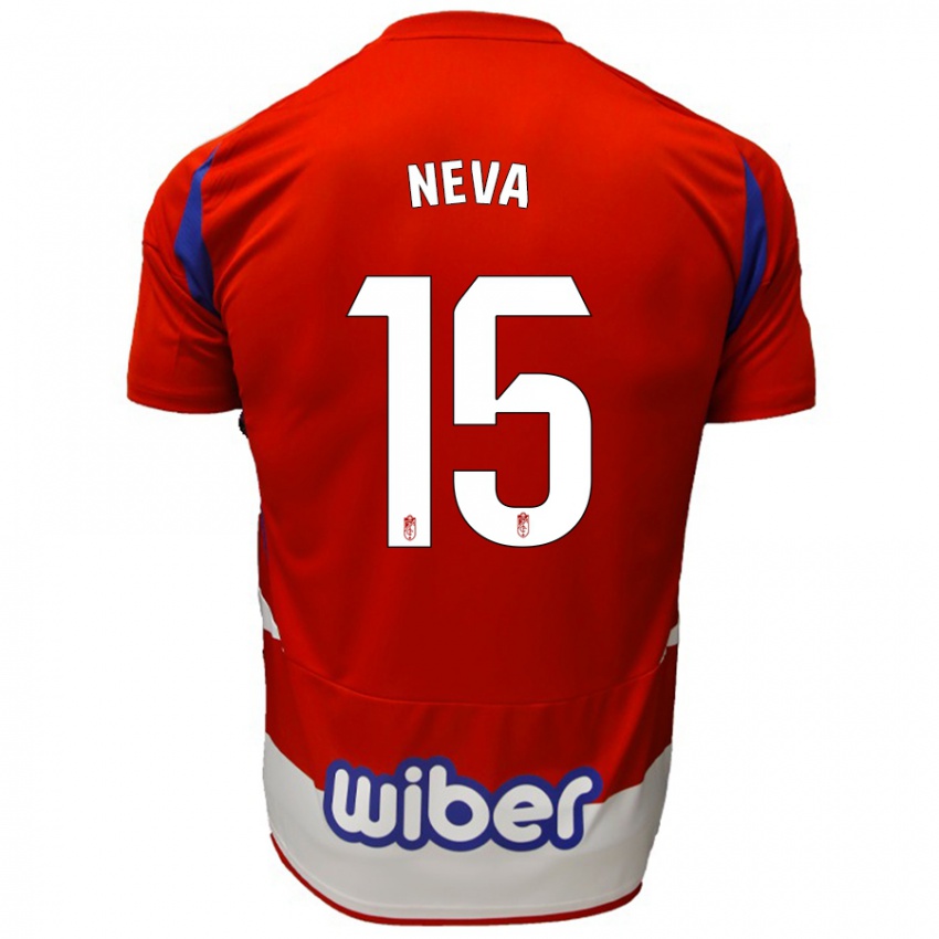 Niño Camiseta Carlos Neva #15 Rojo Blanco Azul 1ª Equipación 2024/25 La Camisa México