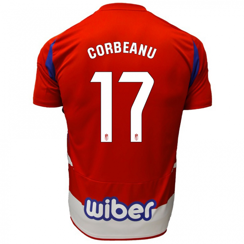 Niño Camiseta Theo Corbeanu #17 Rojo Blanco Azul 1ª Equipación 2024/25 La Camisa México