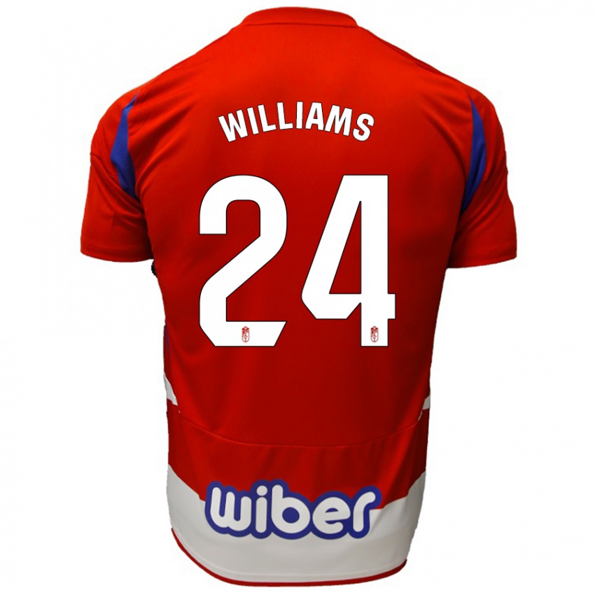 Niño Camiseta Loïc Williams #24 Rojo Blanco Azul 1ª Equipación 2024/25 La Camisa México