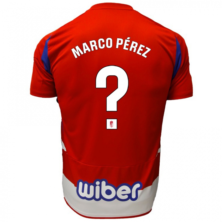 Niño Camiseta Marco Pérez #0 Rojo Blanco Azul 1ª Equipación 2024/25 La Camisa México