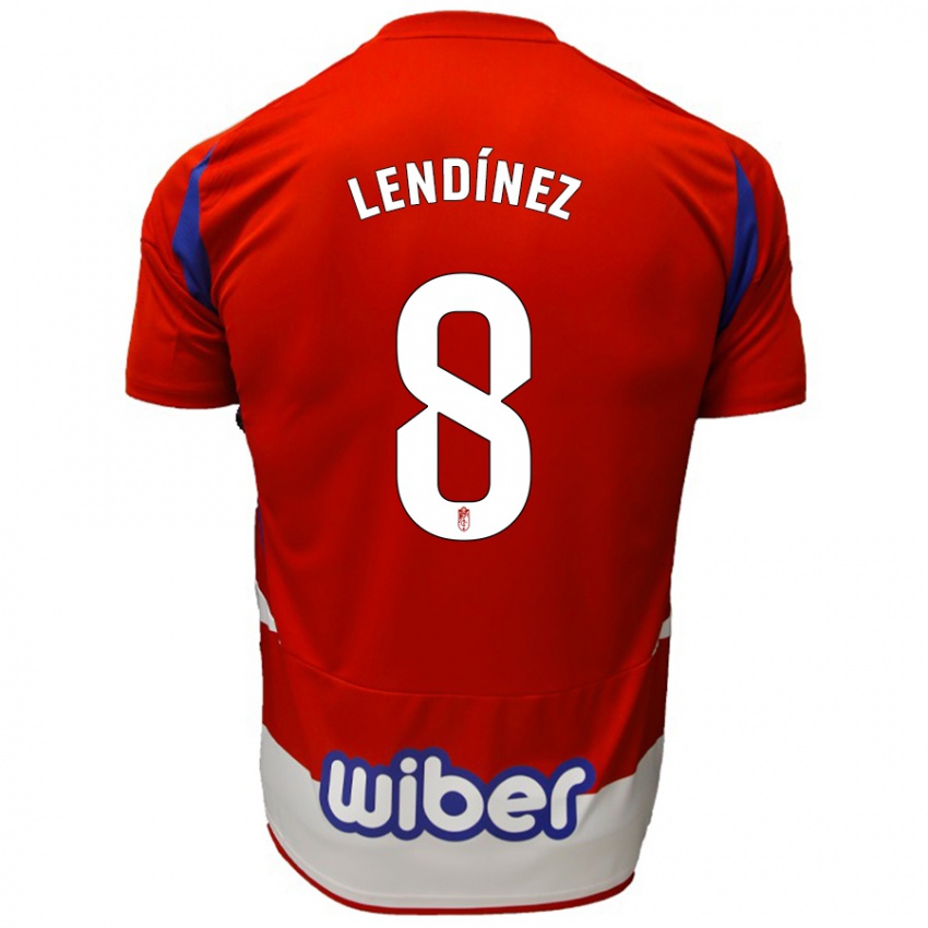 Niño Camiseta Juanma Lendínez #8 Rojo Blanco Azul 1ª Equipación 2024/25 La Camisa México