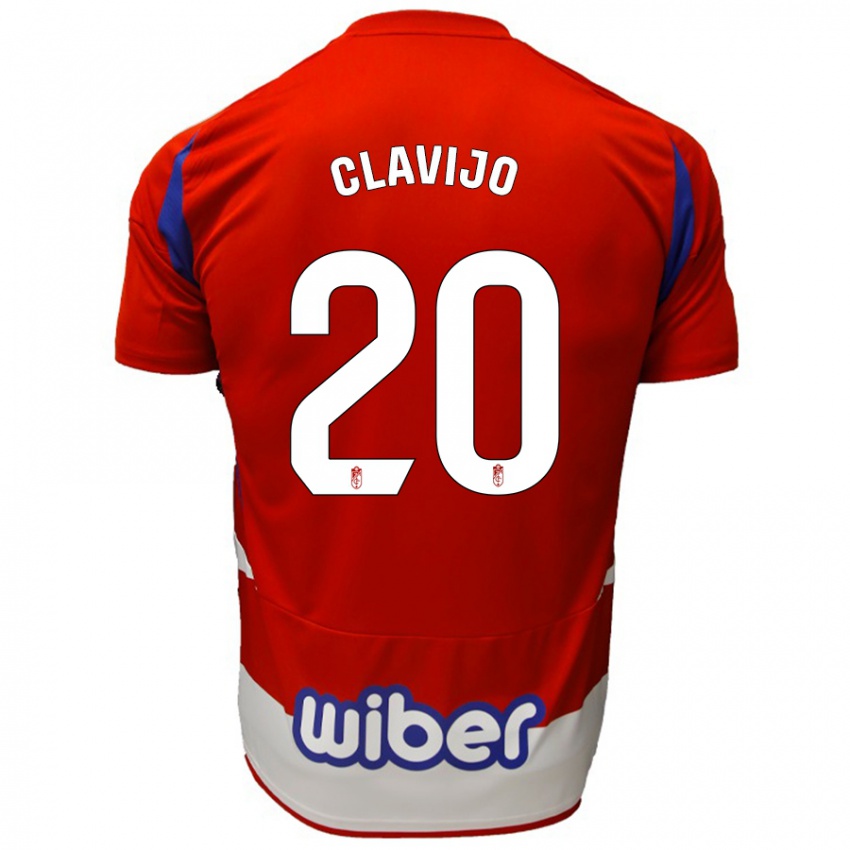 Niño Camiseta Dani Clavijo #20 Rojo Blanco Azul 1ª Equipación 2024/25 La Camisa México