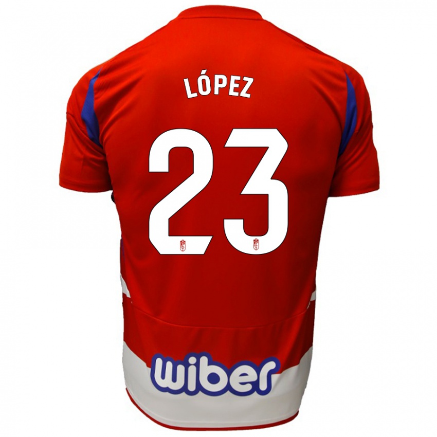 Niño Camiseta Diego López #23 Rojo Blanco Azul 1ª Equipación 2024/25 La Camisa México