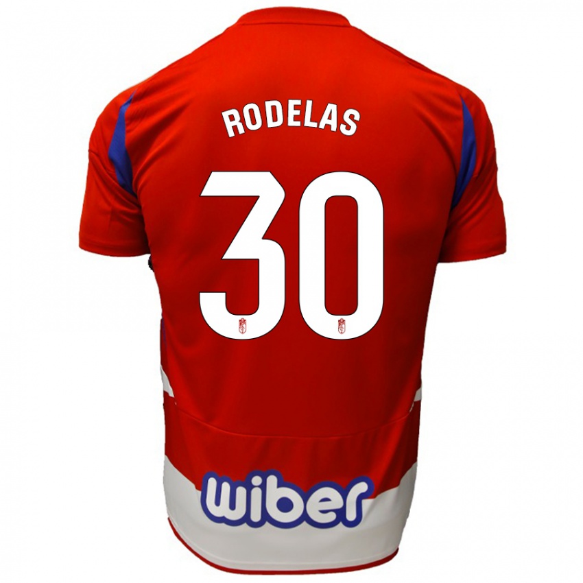 Niño Camiseta Sergio Rodelas #30 Rojo Blanco Azul 1ª Equipación 2024/25 La Camisa México