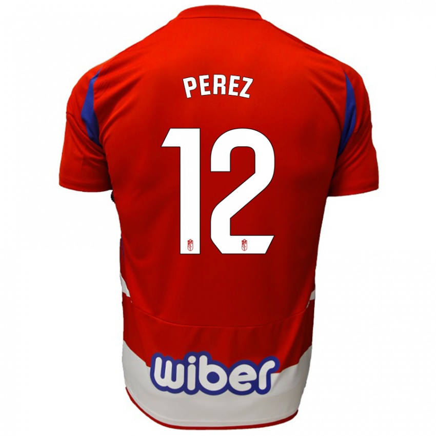 Niño Camiseta Alba Pérez #12 Rojo Blanco Azul 1ª Equipación 2024/25 La Camisa México