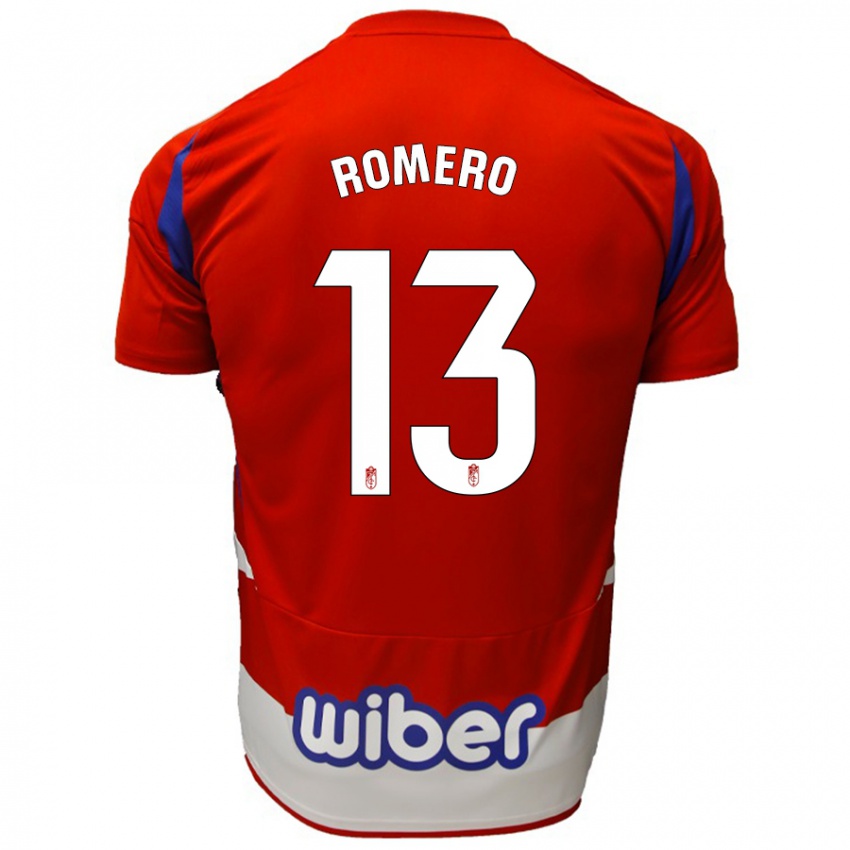 Niño Camiseta Andrea Romero #13 Rojo Blanco Azul 1ª Equipación 2024/25 La Camisa México